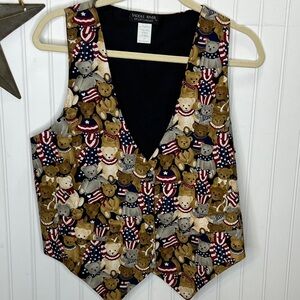 Women's Patriotic Bear Print Vest - Multicolor